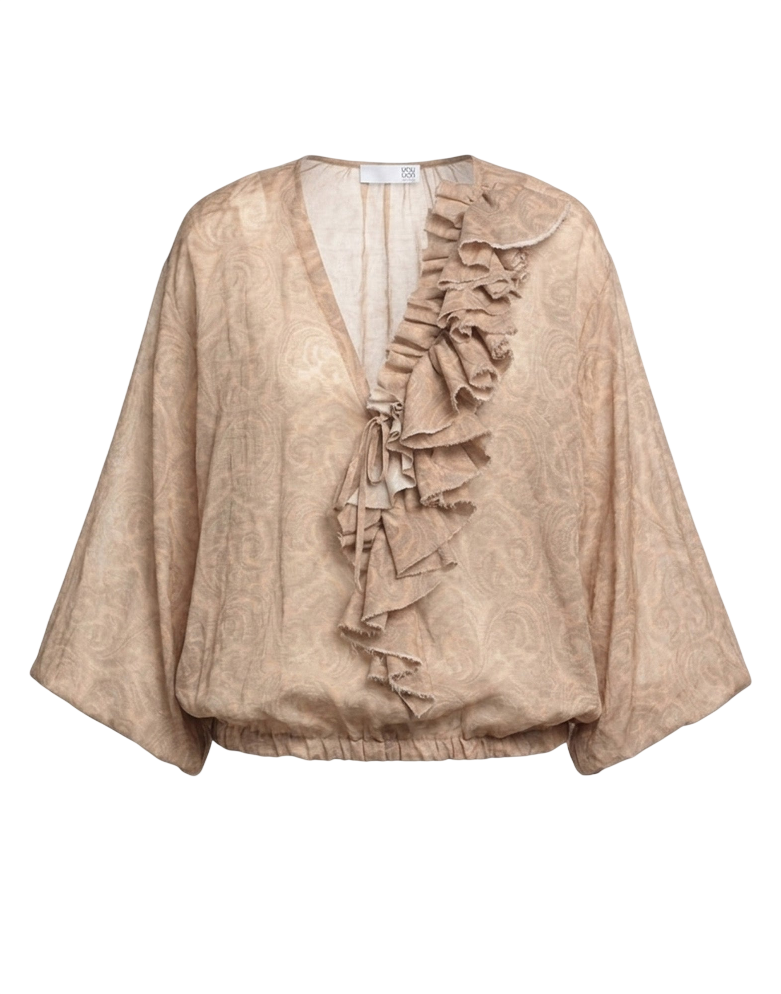 Blusa Ampia in Mussola di Cotone Stampa Cashmere Corda