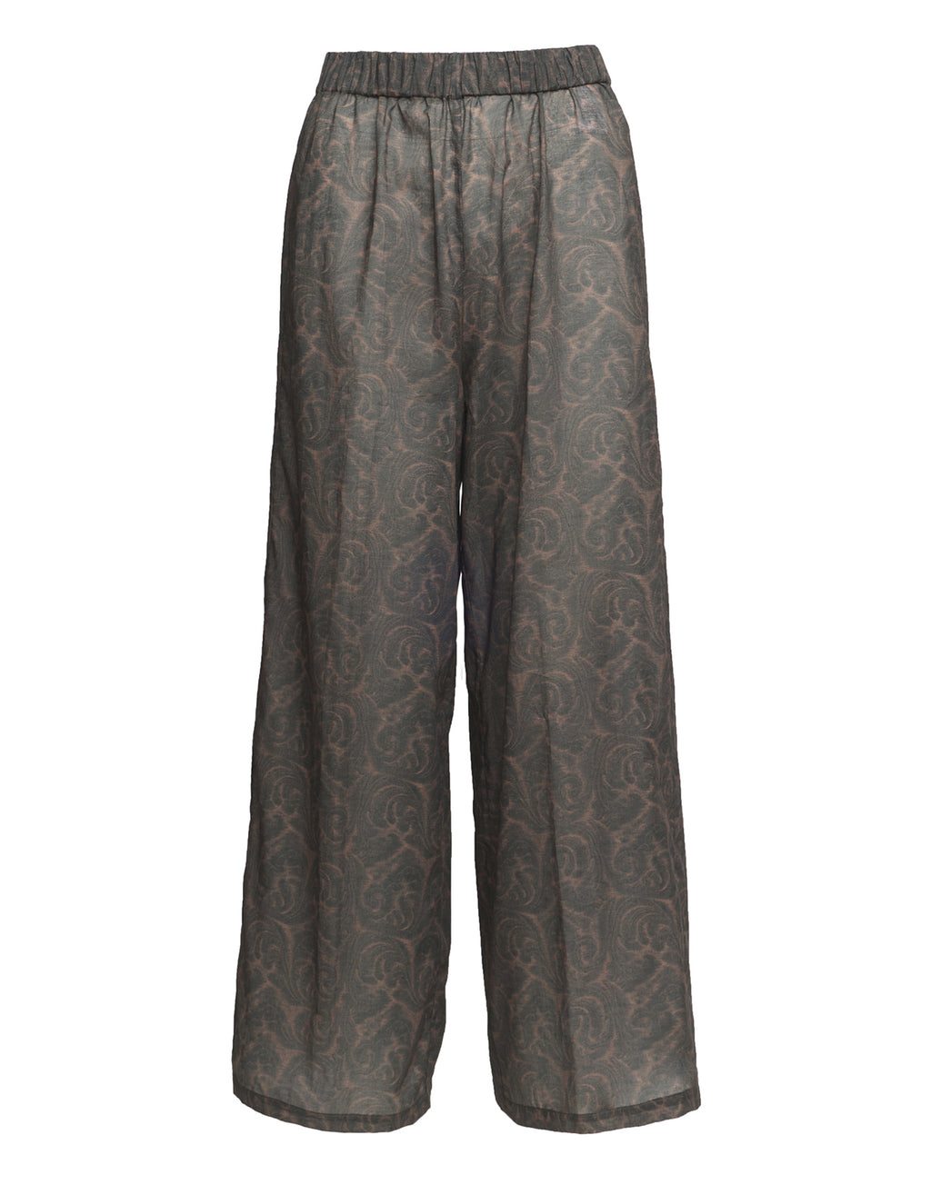 Pantaloni Wide-Leg in Mussola di Cotone Stampa Cashmere Ghisa