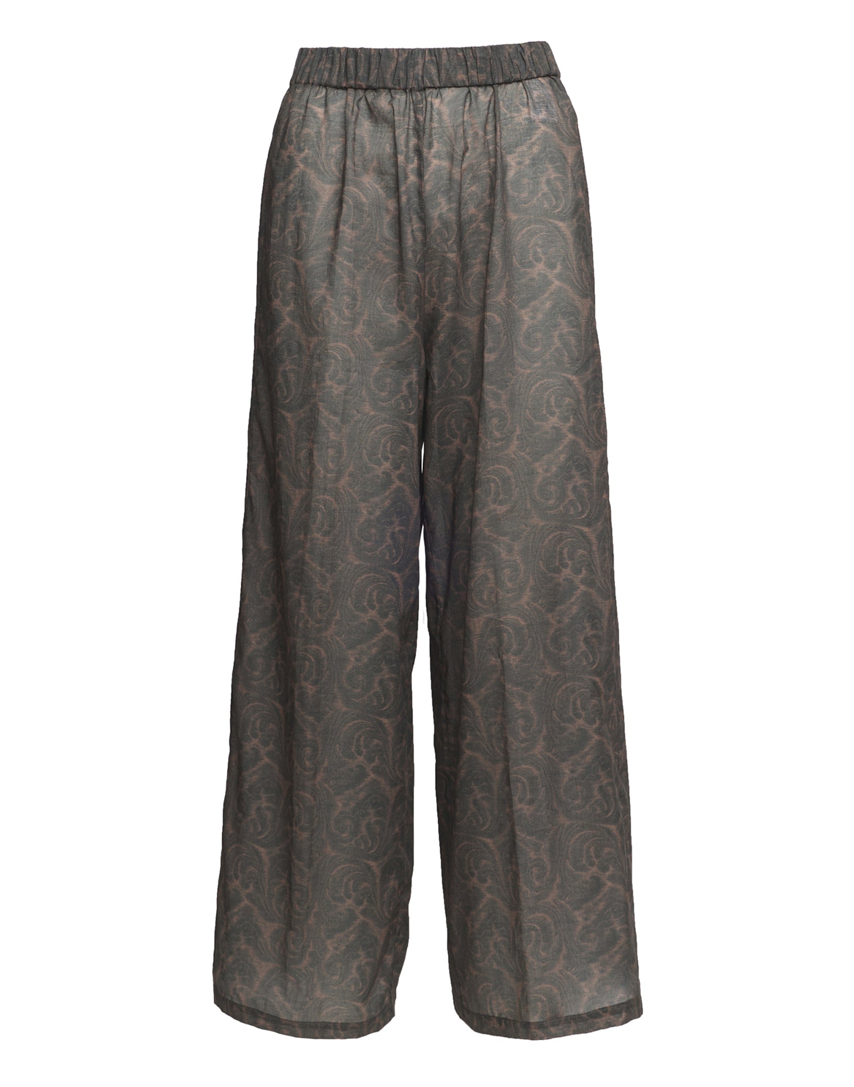 Pantaloni Wide-Leg in Mussola di Cotone Stampa Cashmere Ghisa