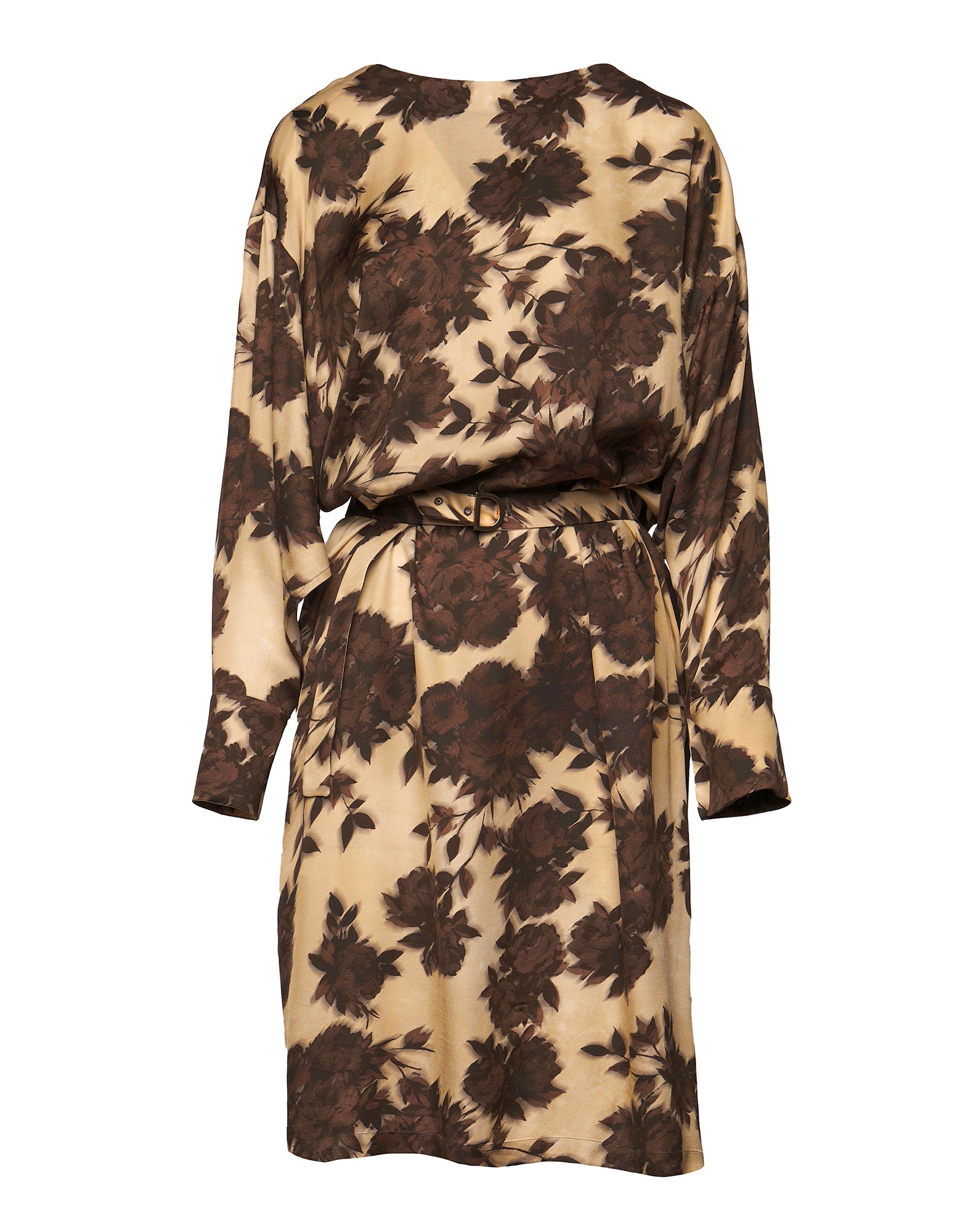 Abito Midi a Sacchetto in Twill con Stampa Floreale