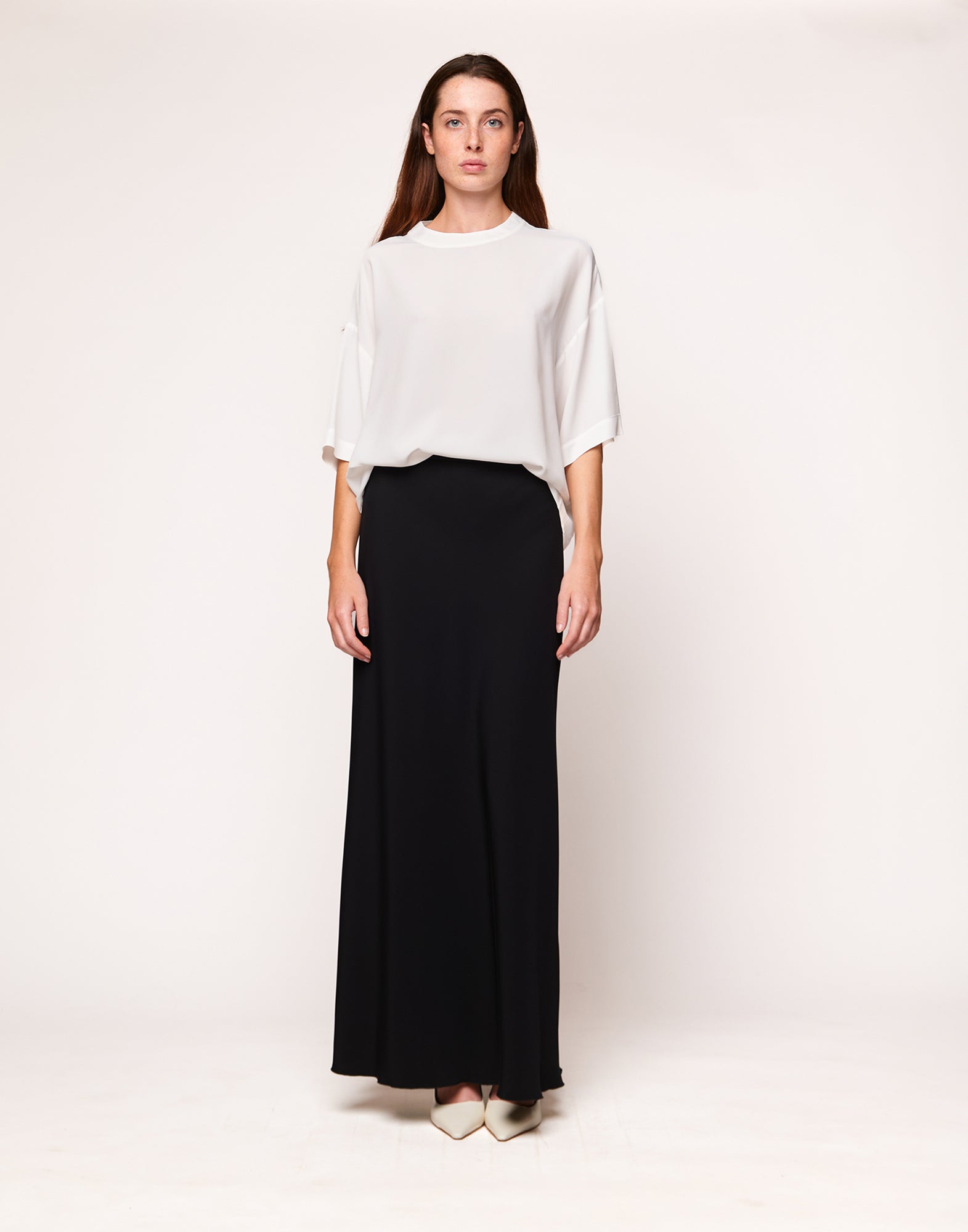 T-shirt in Crepe de Chine Latte