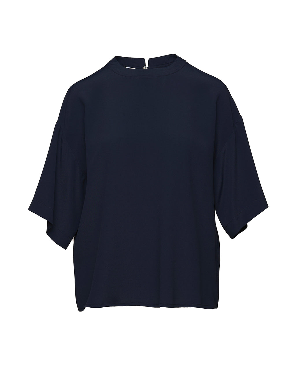 T-shirt in Crepe de Chine Navy Blu