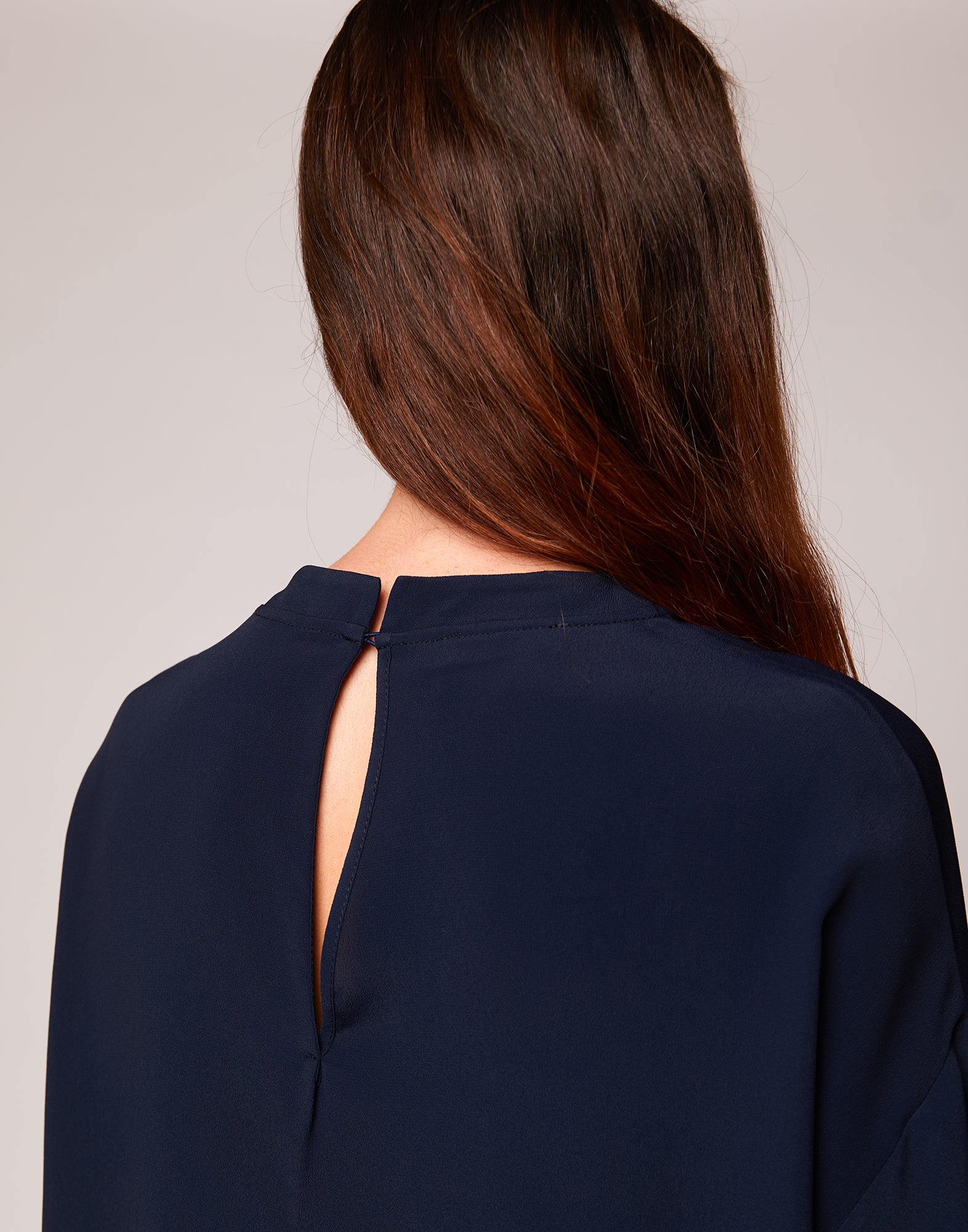 T-shirt in Crepe de Chine Navy Blu