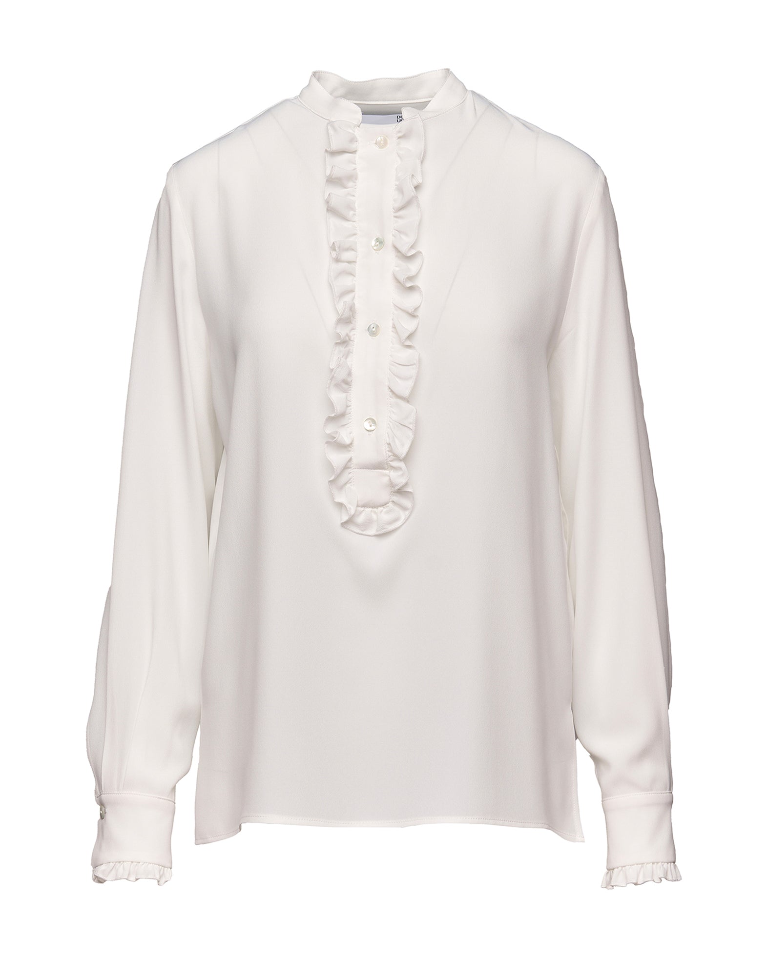 Camicia Serafino con Rouches in Crepe de Chine Latte