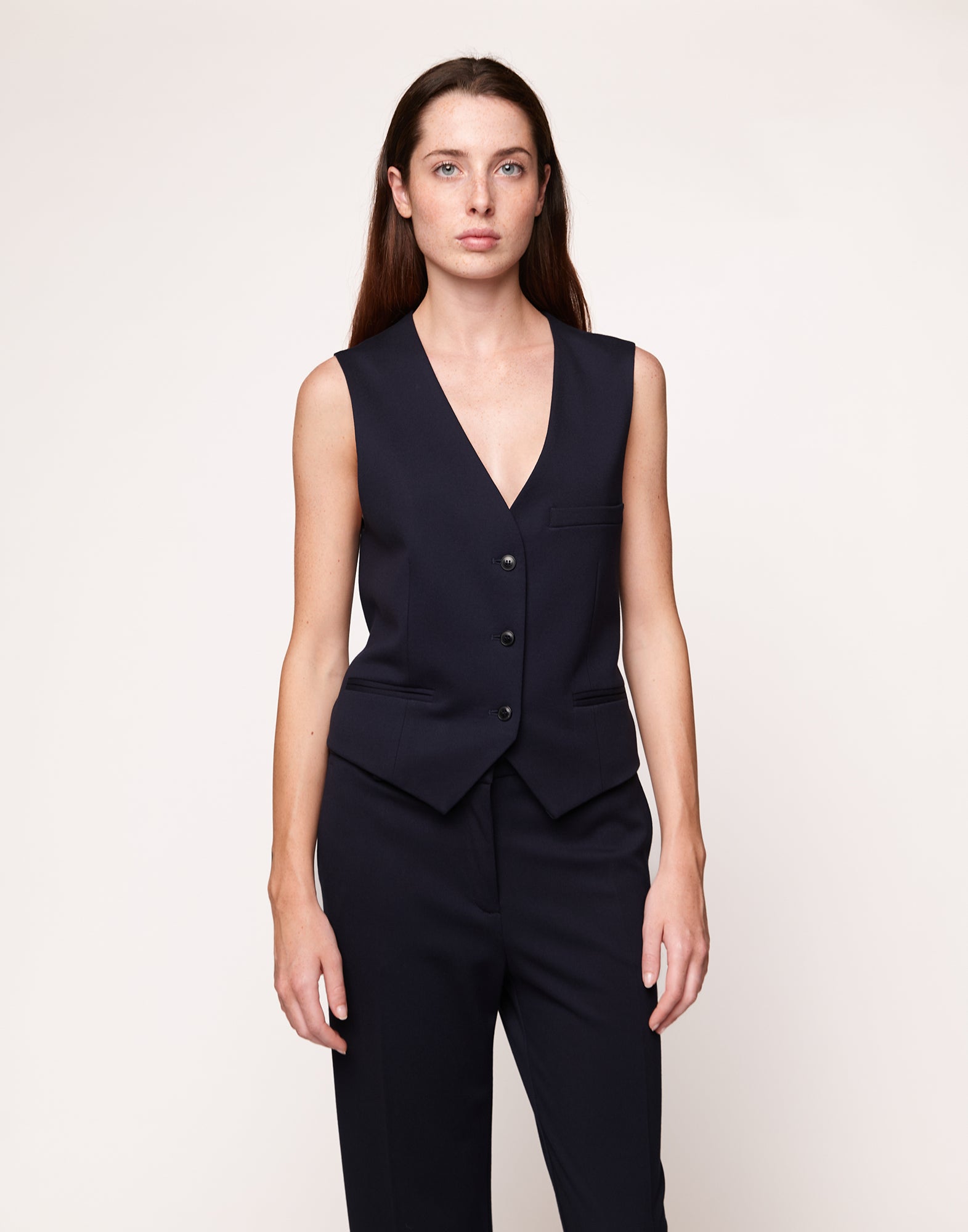 Gilet in Punto Milano Compact Navy Blu