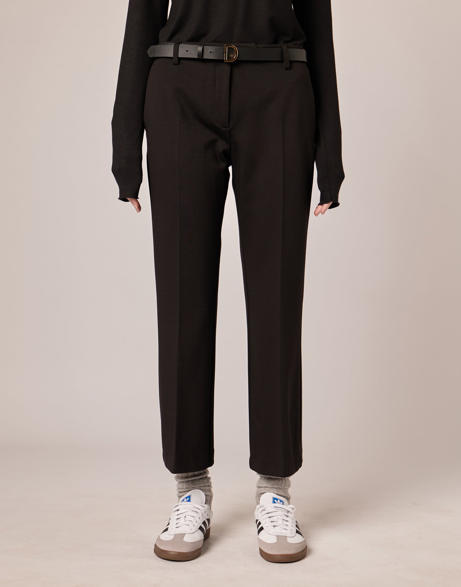 Pantaloni Flare in Punto Milano Nero