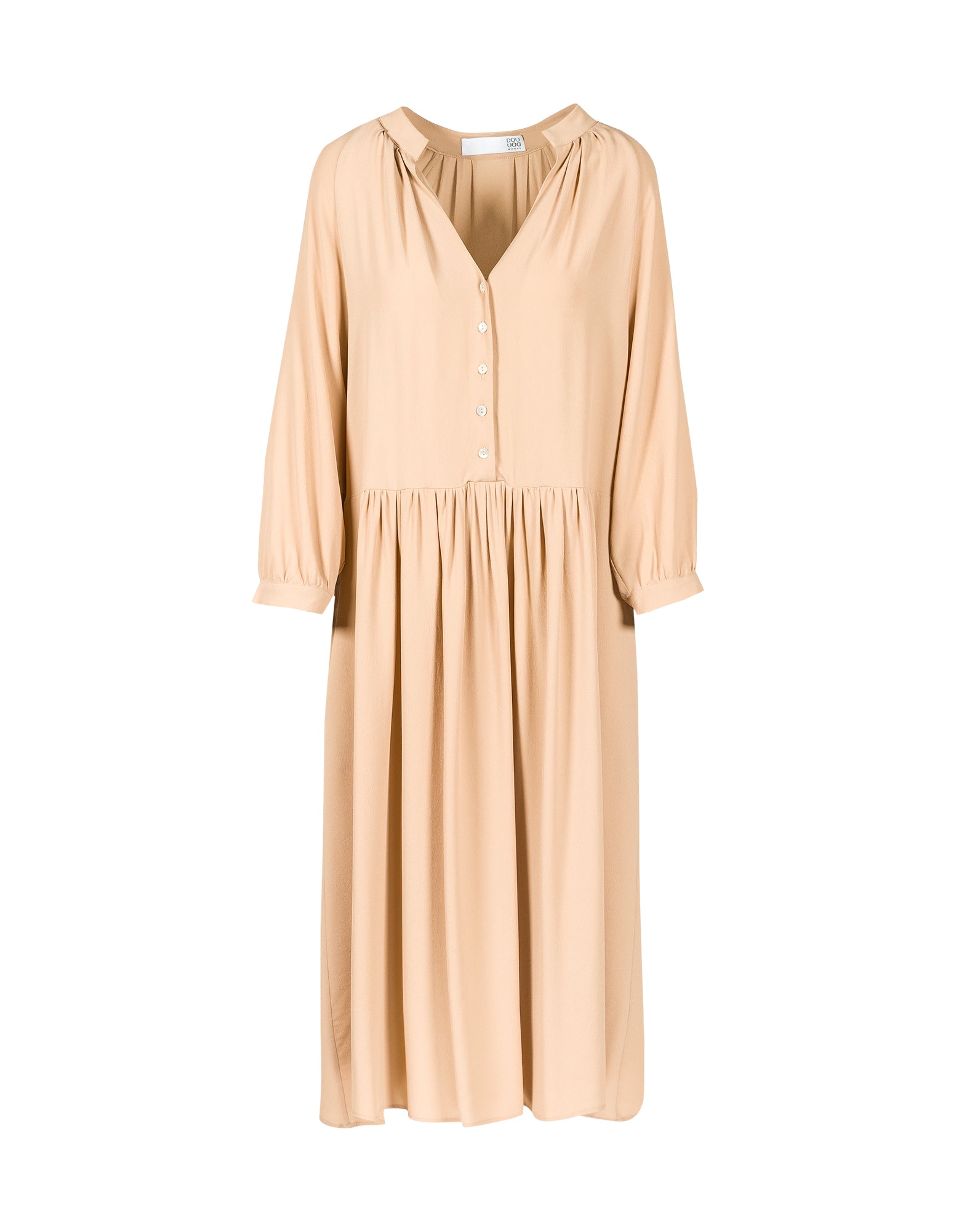 Abito Midi in Misto Seta Nude