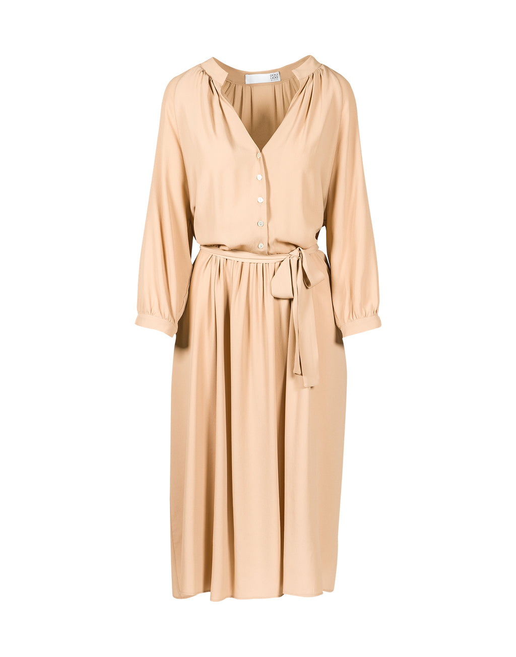 Abito Midi in Misto Seta Nude