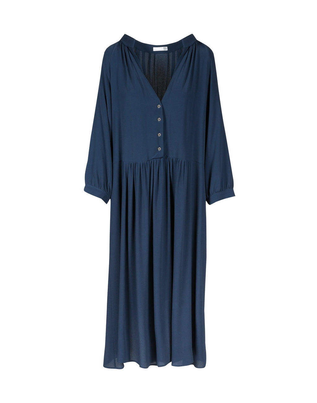 Abito Midi in Misto Seta Blu