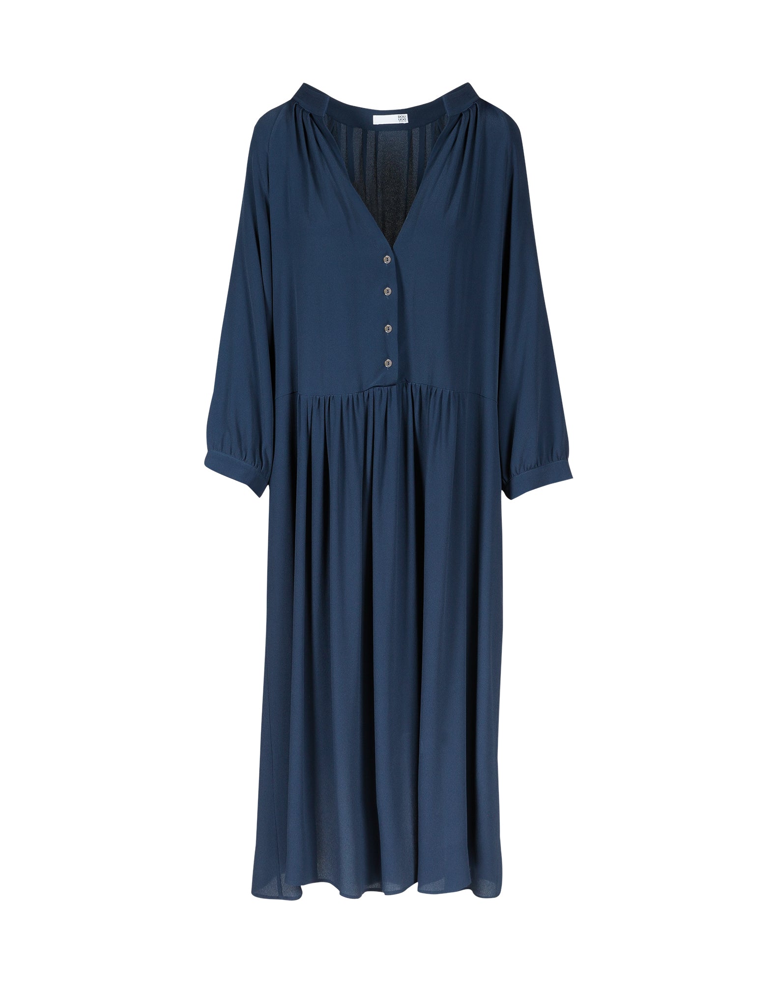 Abito Midi in Misto Seta Blu