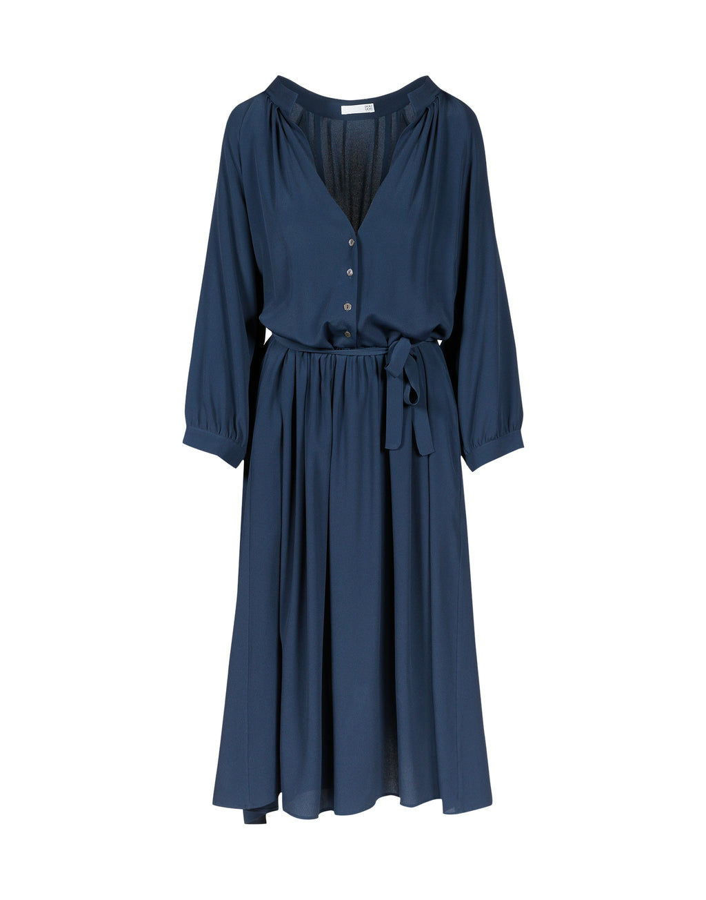Abito Midi in Misto Seta Blu