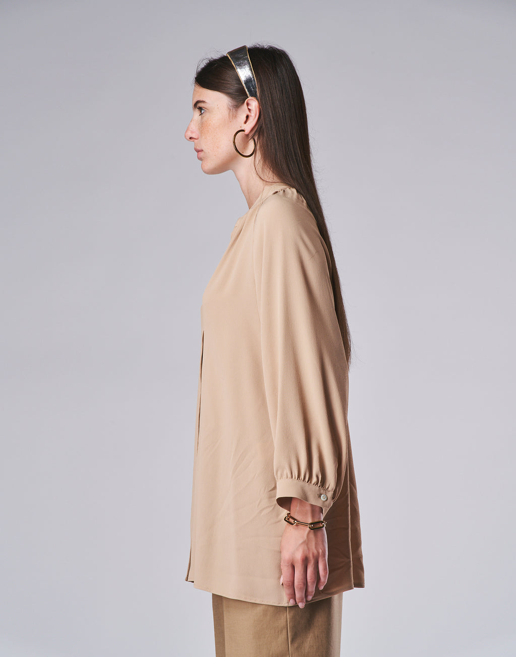 Camicia in Misto Seta Nude