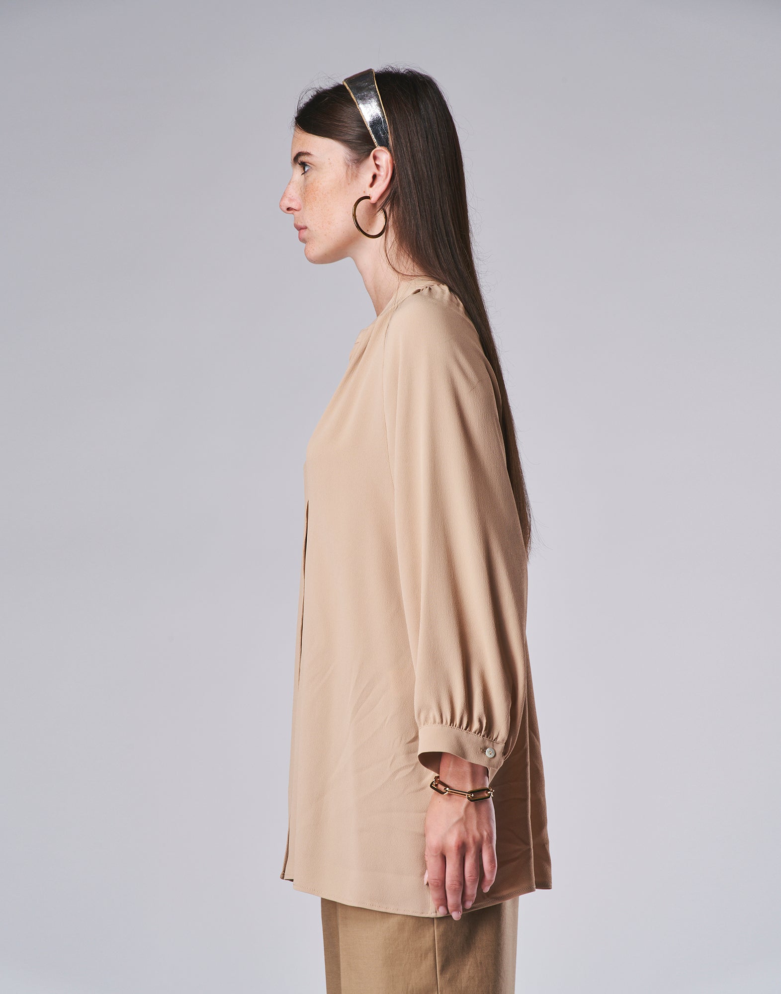 Camicia in Misto Seta Nude