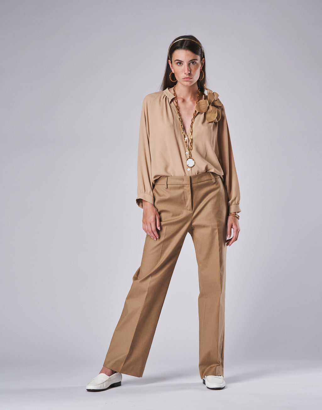 Camicia in Misto Seta Nude