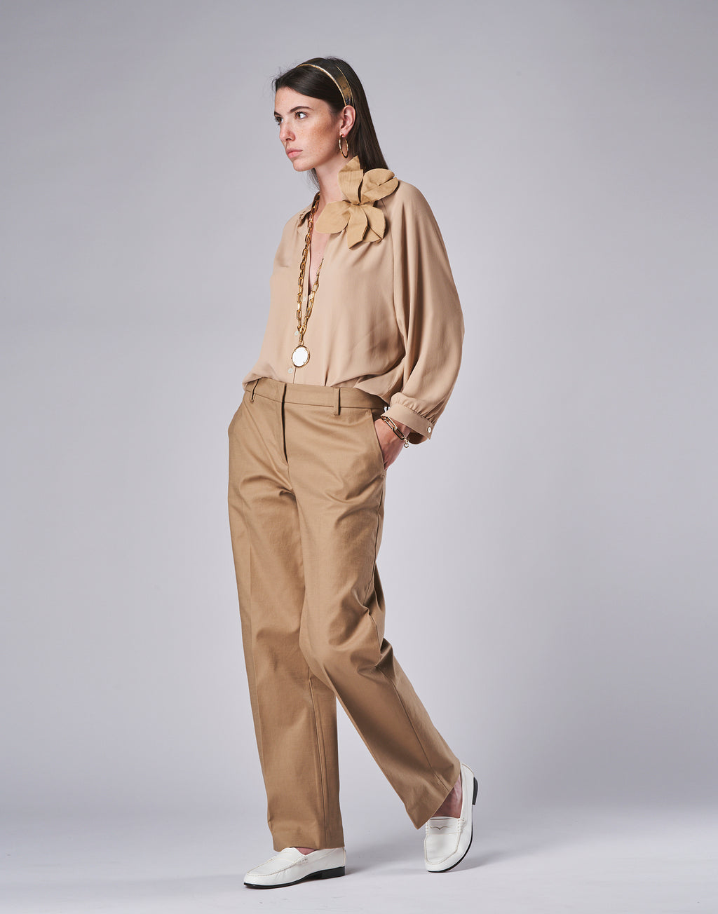 Camicia in Misto Seta Nude