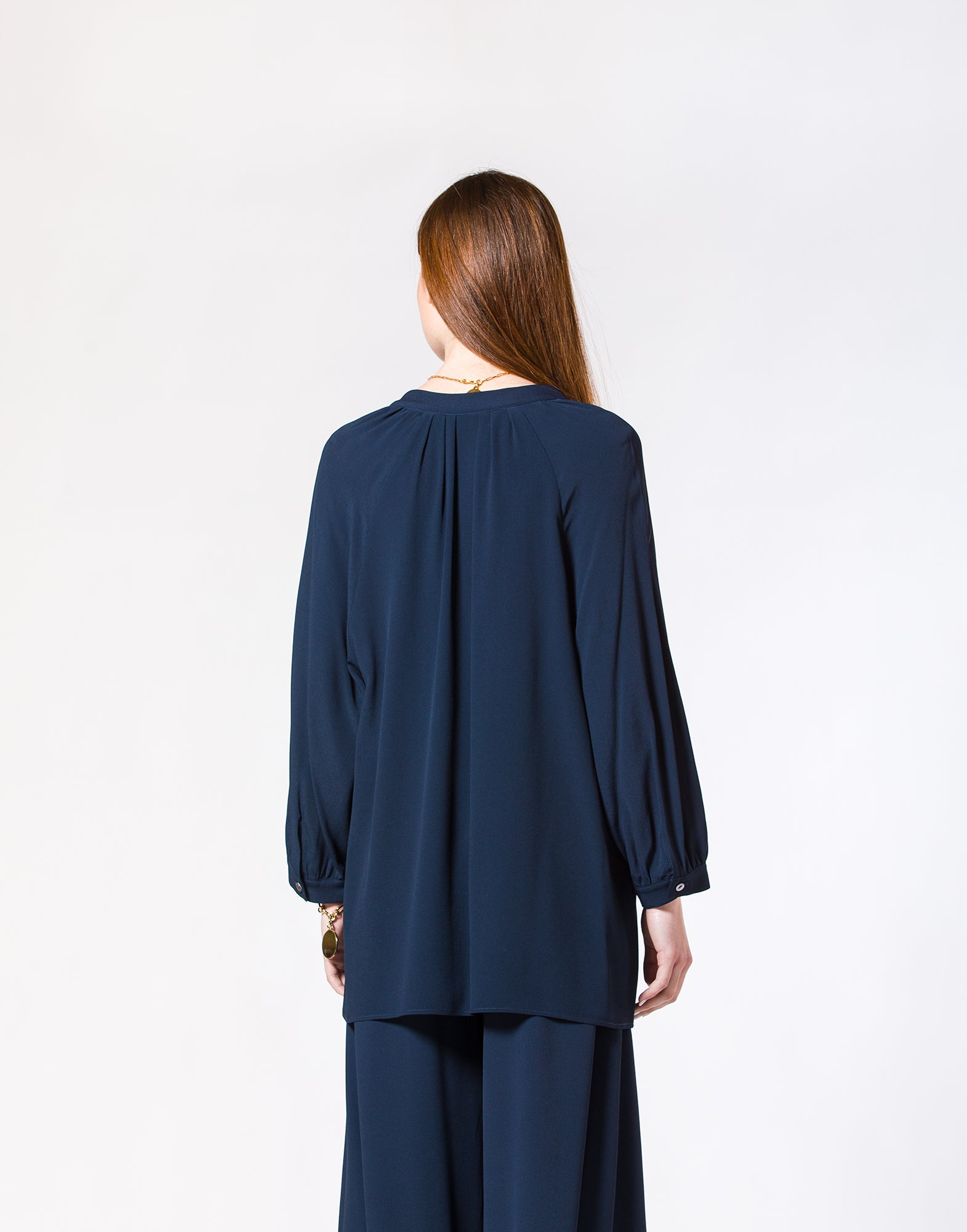 Camicia in Misto Seta Blu