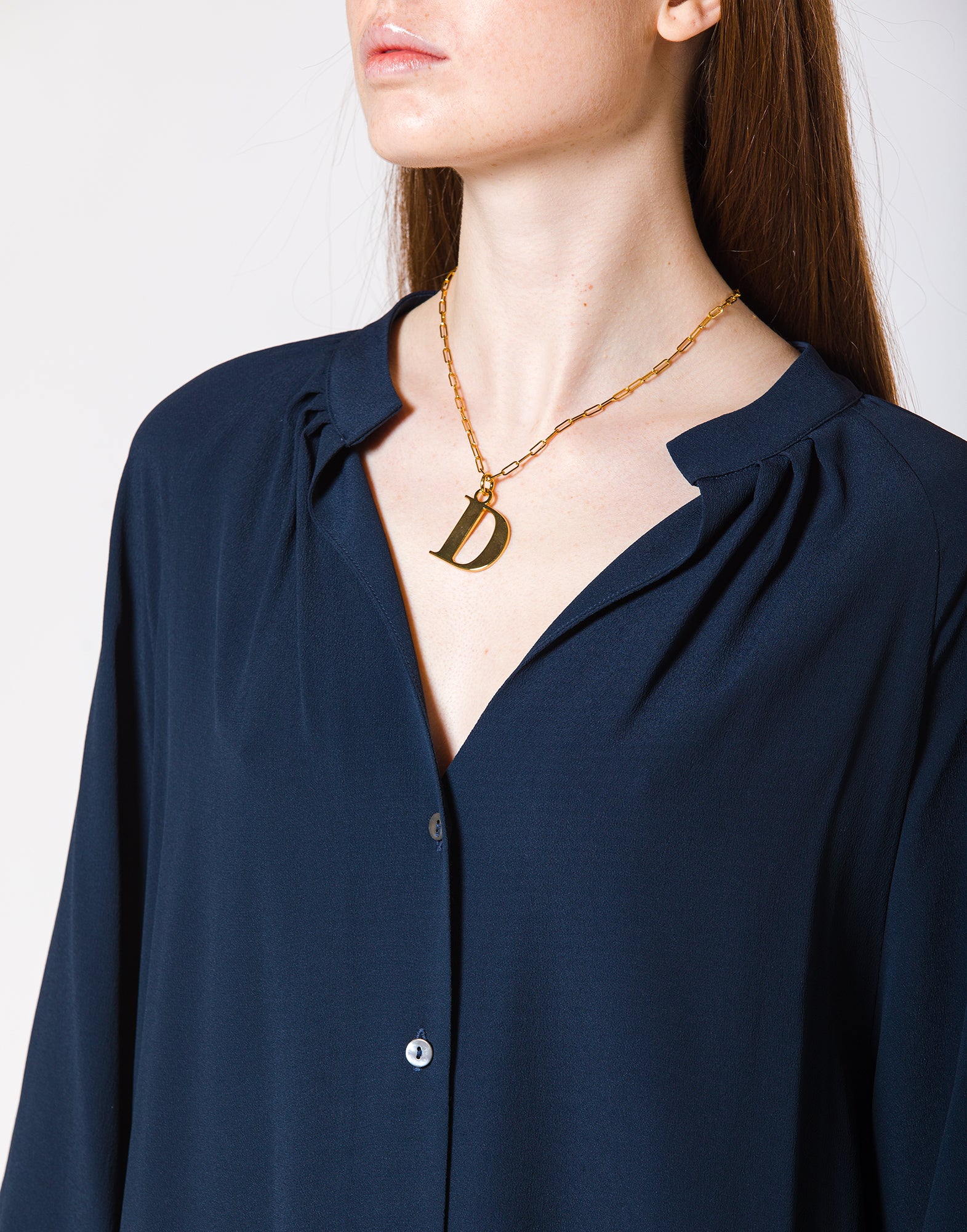 Camicia in Misto Seta Blu