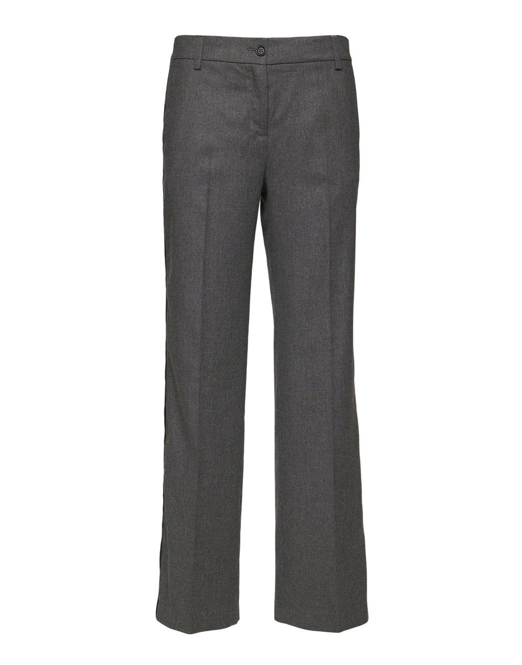 Pantalon long en flanelle mélangée laine stretch gris fumé