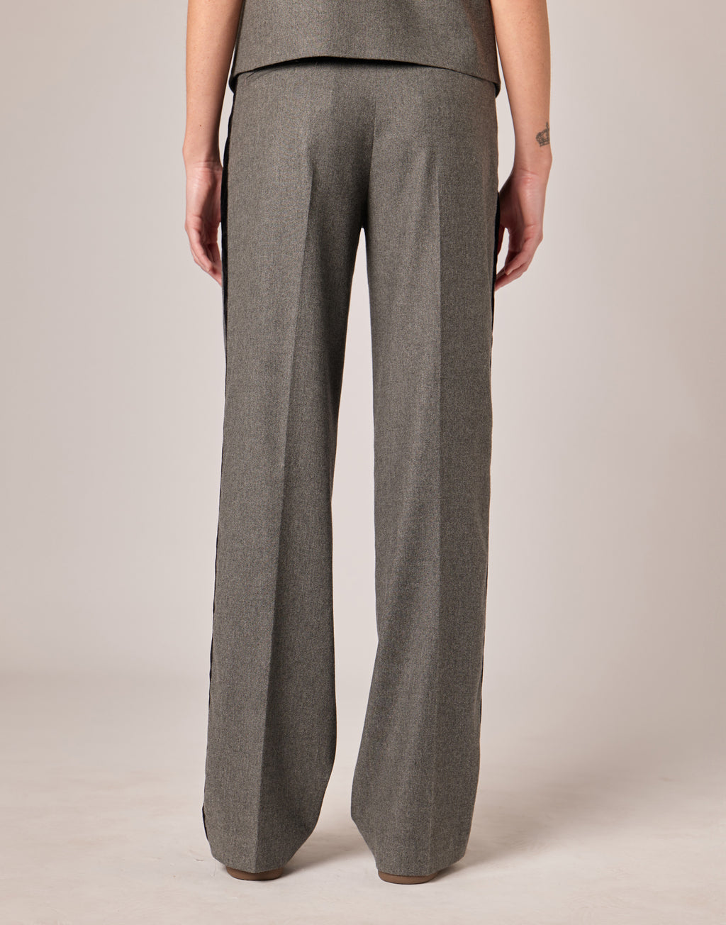 Pantaloni Lunghi in Flanella Misto Lana Stretch Grigio Fumo