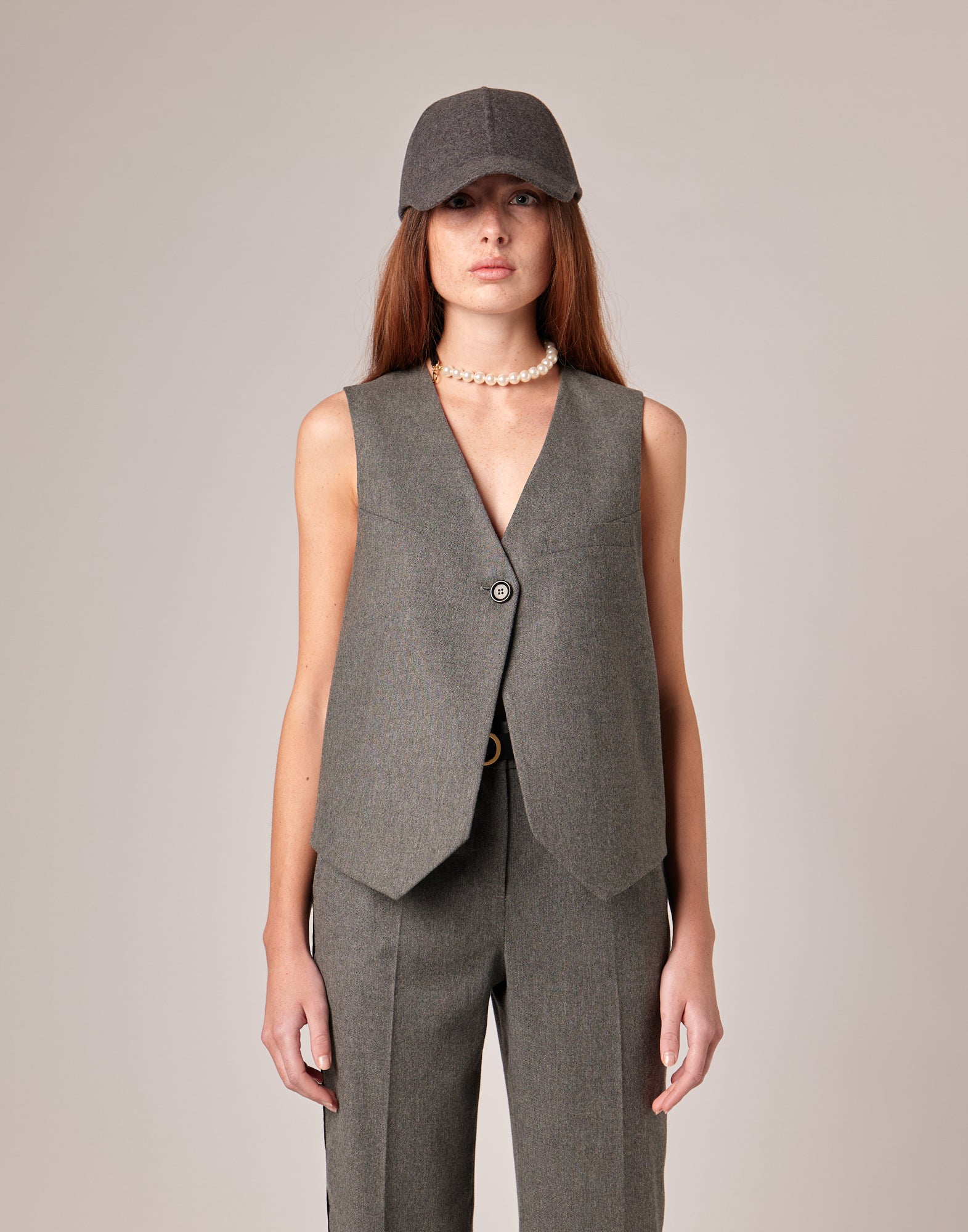 Gilet in Flanella Misto Lana Stretch Grigio Fumo