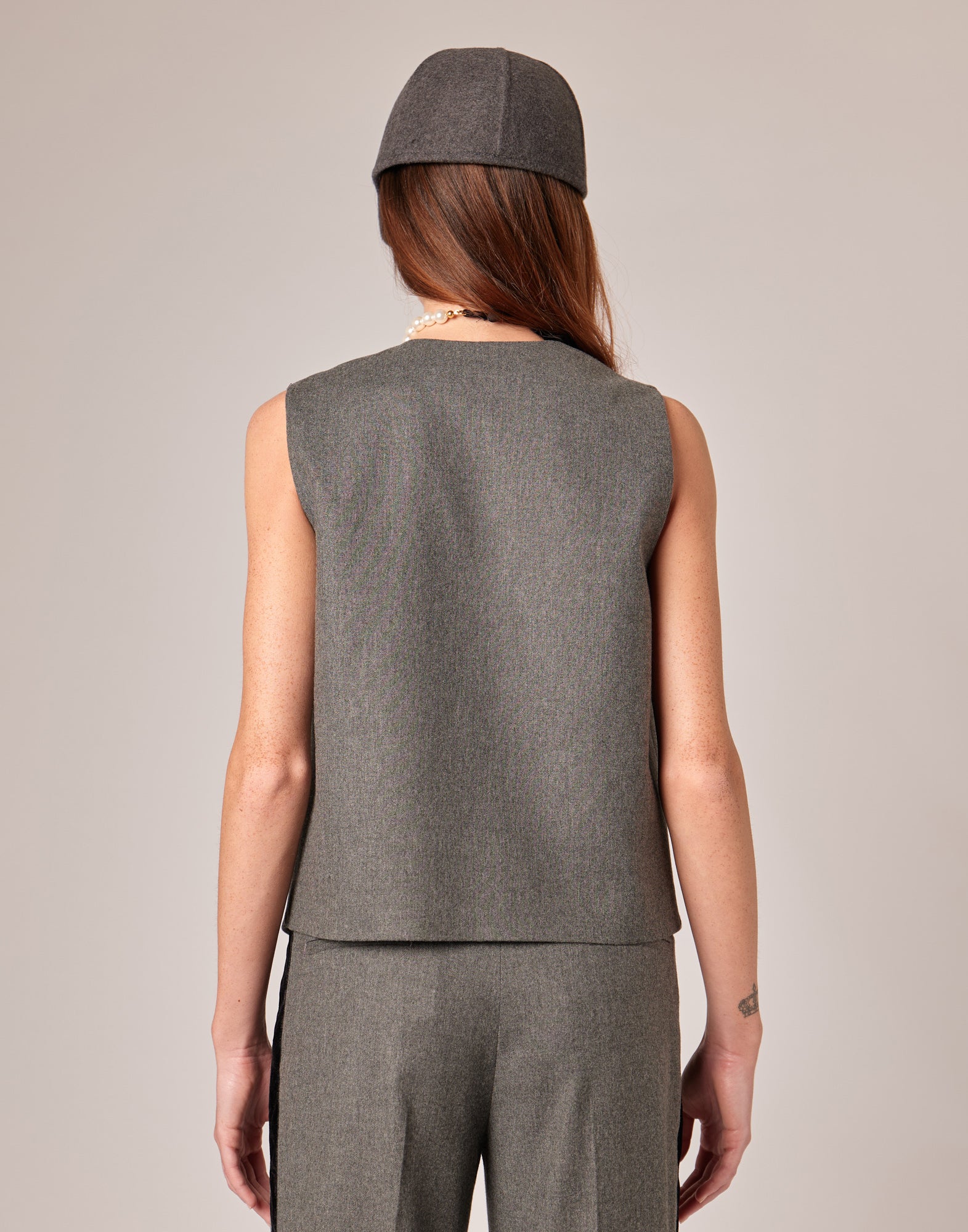 Gilet in Flanella Misto Lana Stretch Grigio Fumo