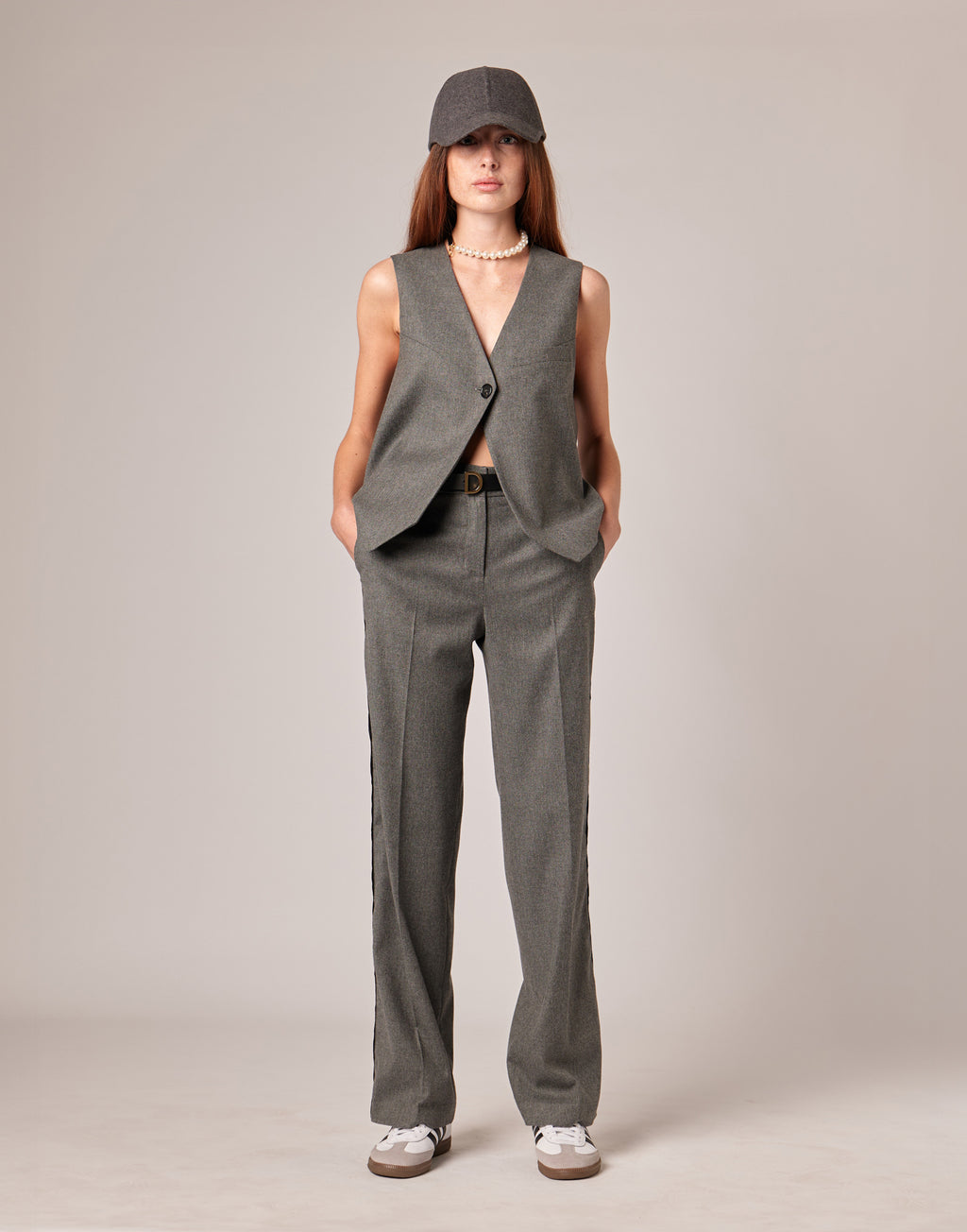Gilet in Flanella Misto Lana Stretch Grigio Fumo