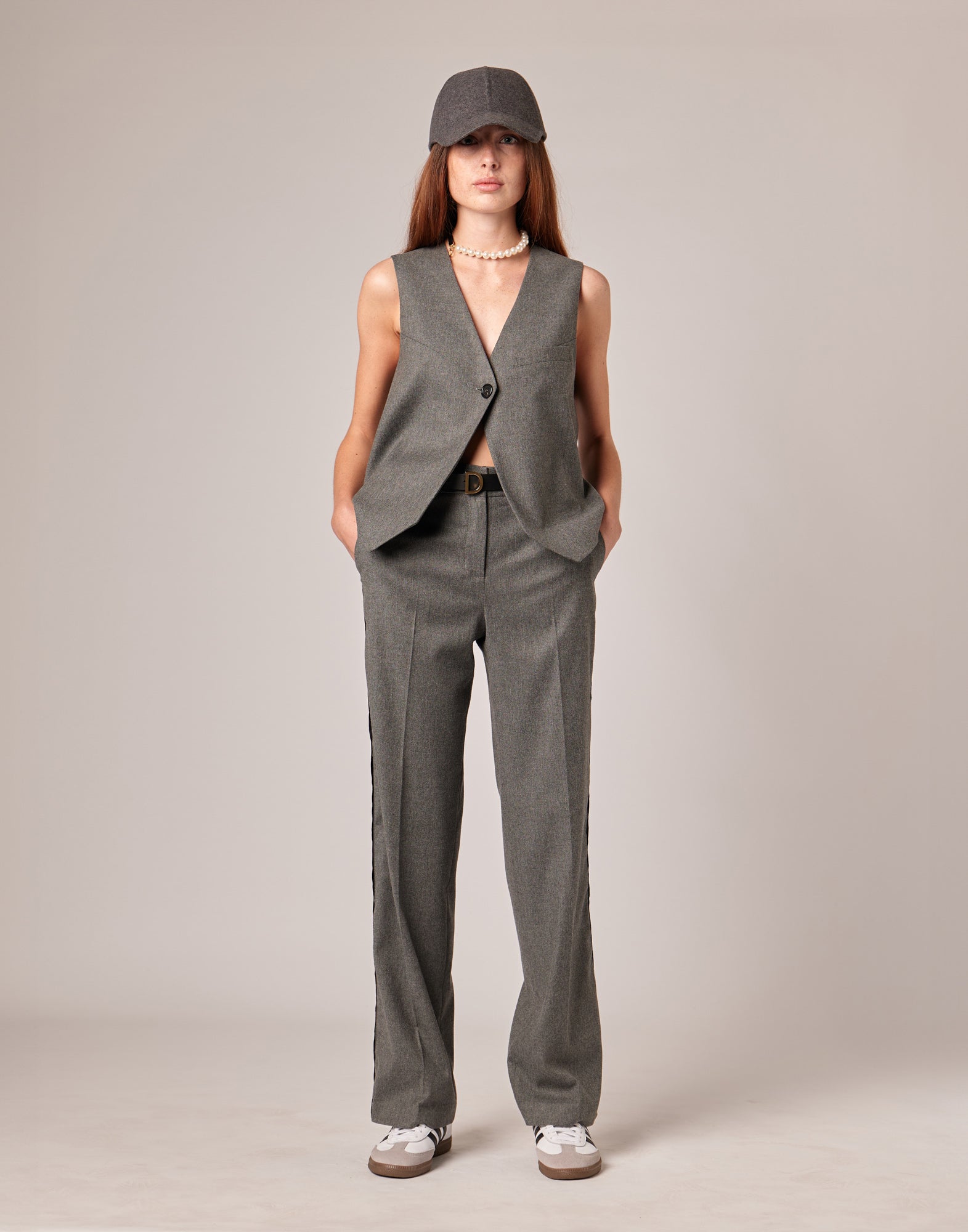 Gilet in Flanella Misto Lana Stretch Grigio Fumo