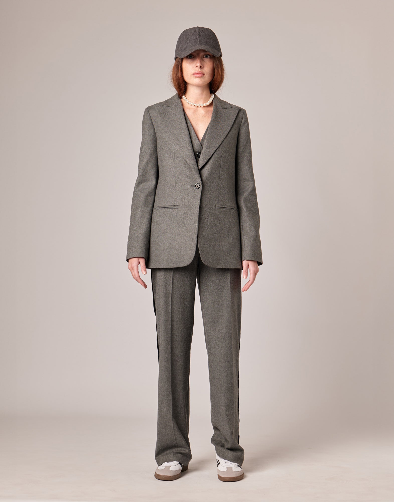Gilet in Flanella Misto Lana Stretch Grigio Fumo