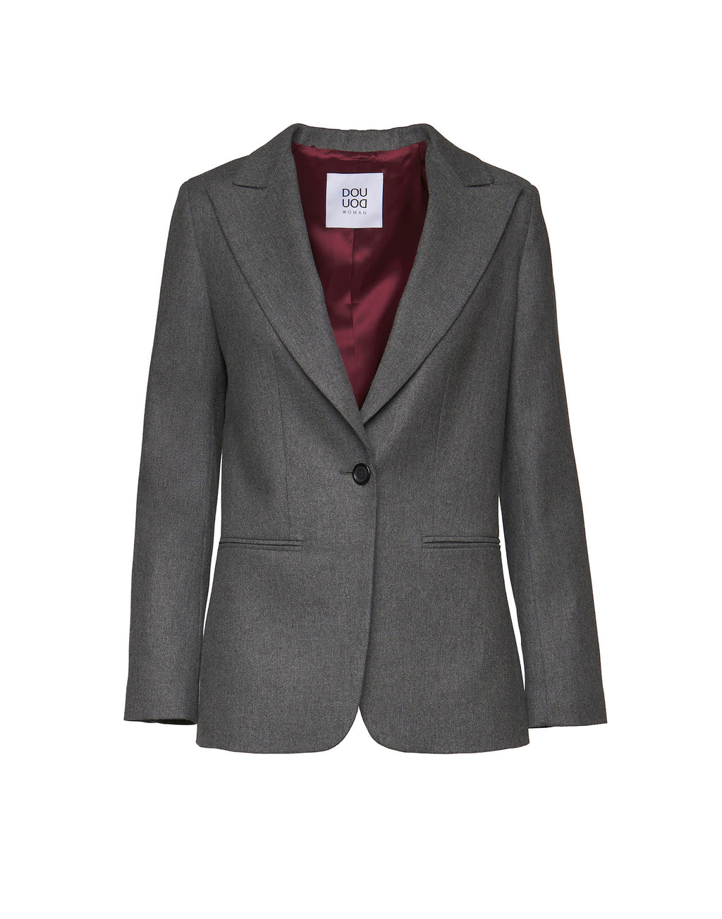 Giacca Monopetto Dritta in Flanella Misto Lana Stretch Grigio Fumo