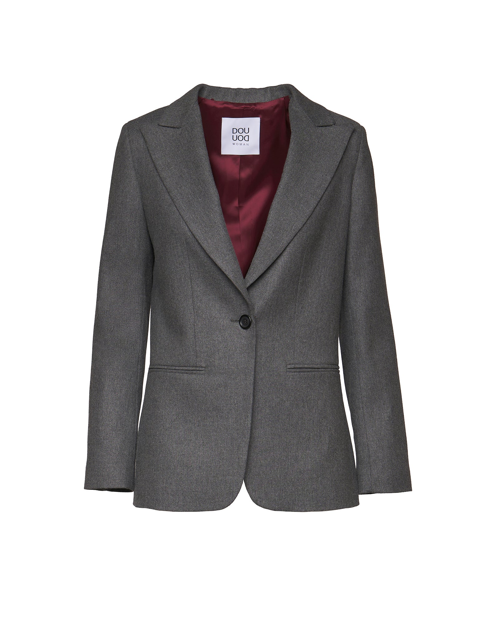 Giacca Monopetto Dritta in Flanella Misto Lana Stretch Grigio Fumo