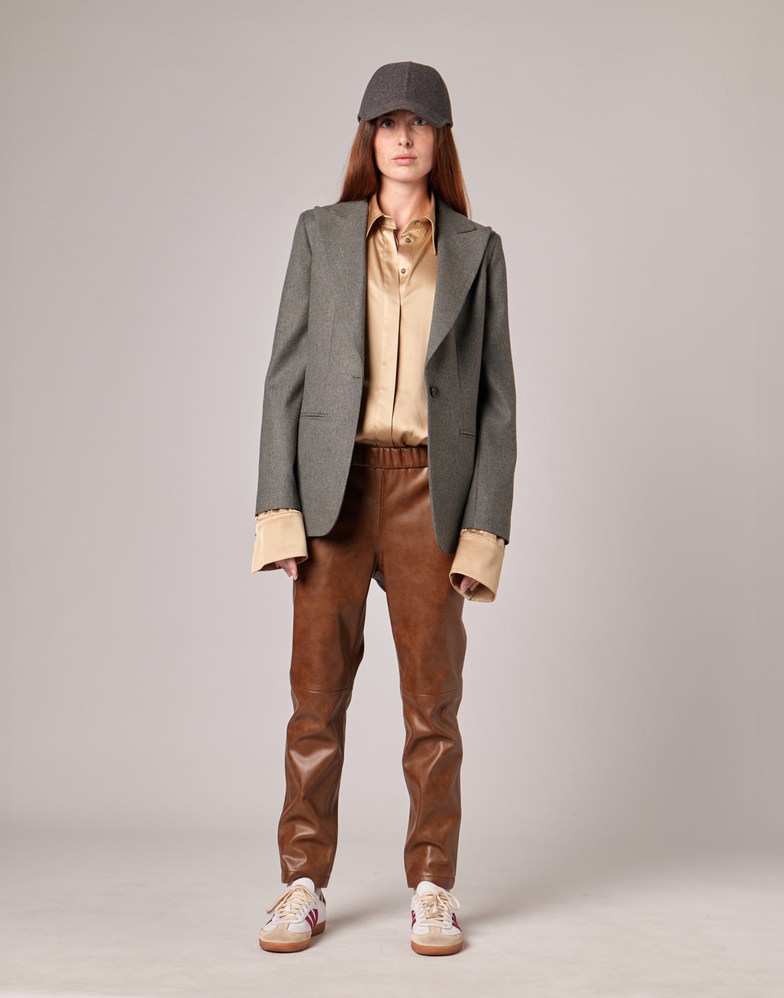 Giacca Monopetto Dritta in Flanella Misto Lana Stretch Grigio Fumo