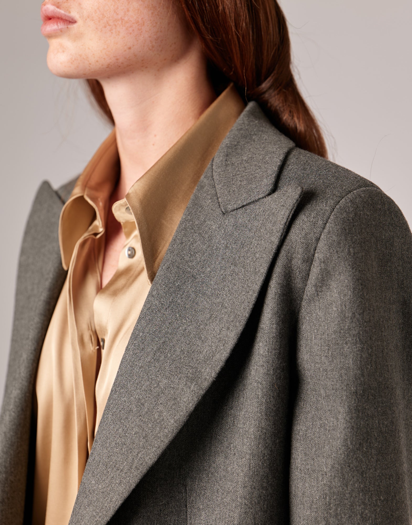 Giacca Monopetto Dritta in Flanella Misto Lana Stretch Grigio Fumo