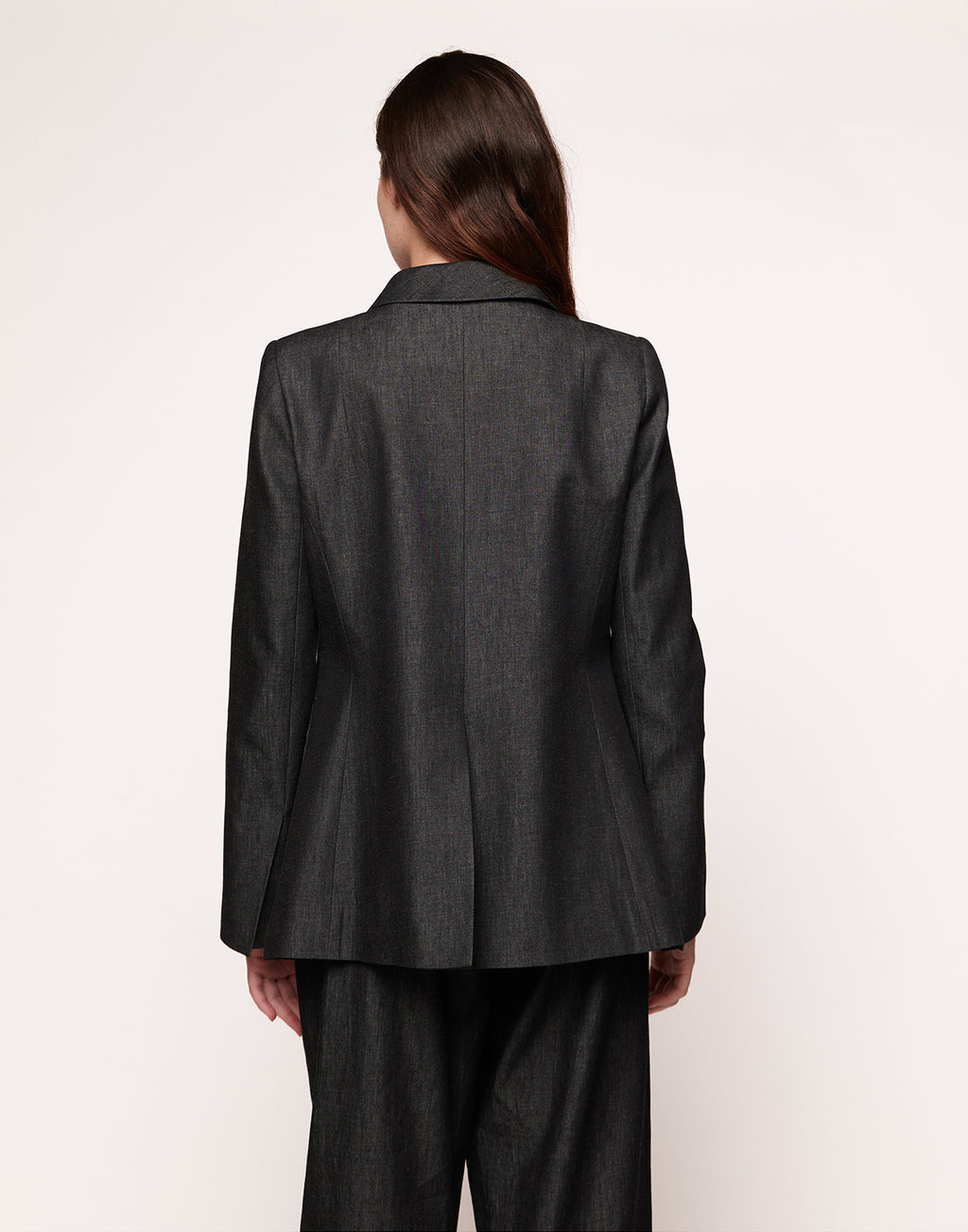 Giacca Monopetto con Piping in Taylored Black Denim