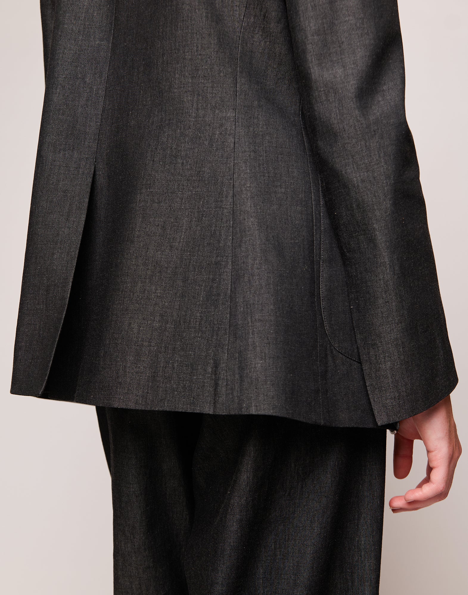 Giacca Monopetto con Piping in Taylored Black Denim