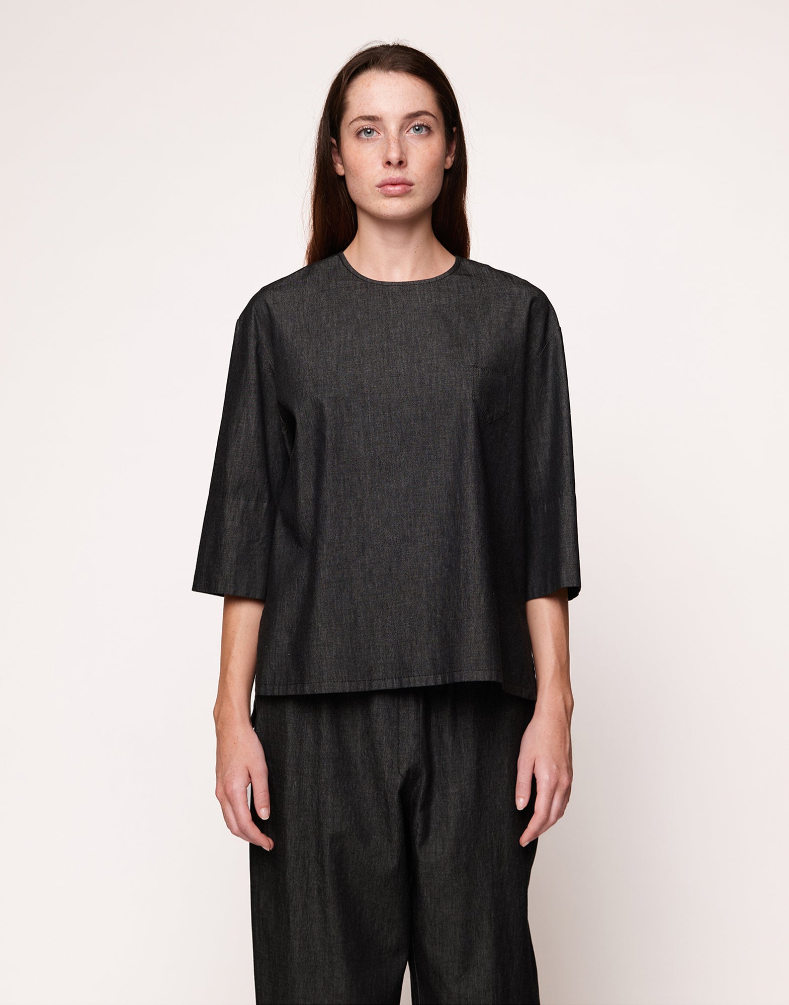 Casacca Girocollo in Taylored Black Denim