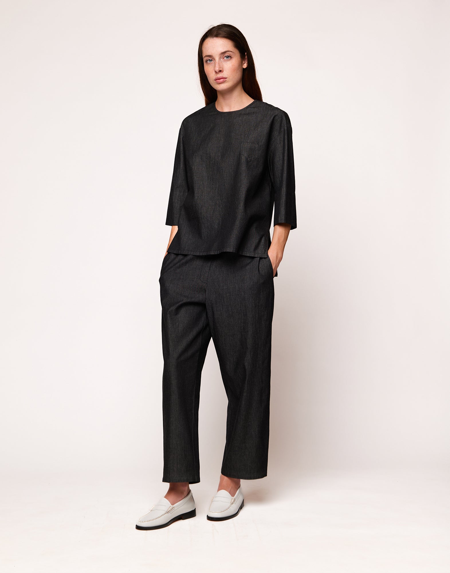 Casacca Girocollo in Taylored Black Denim