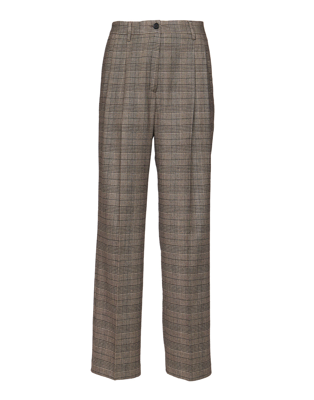 Pantaloni Lunghi con Pences in Prince of Wales Comfort