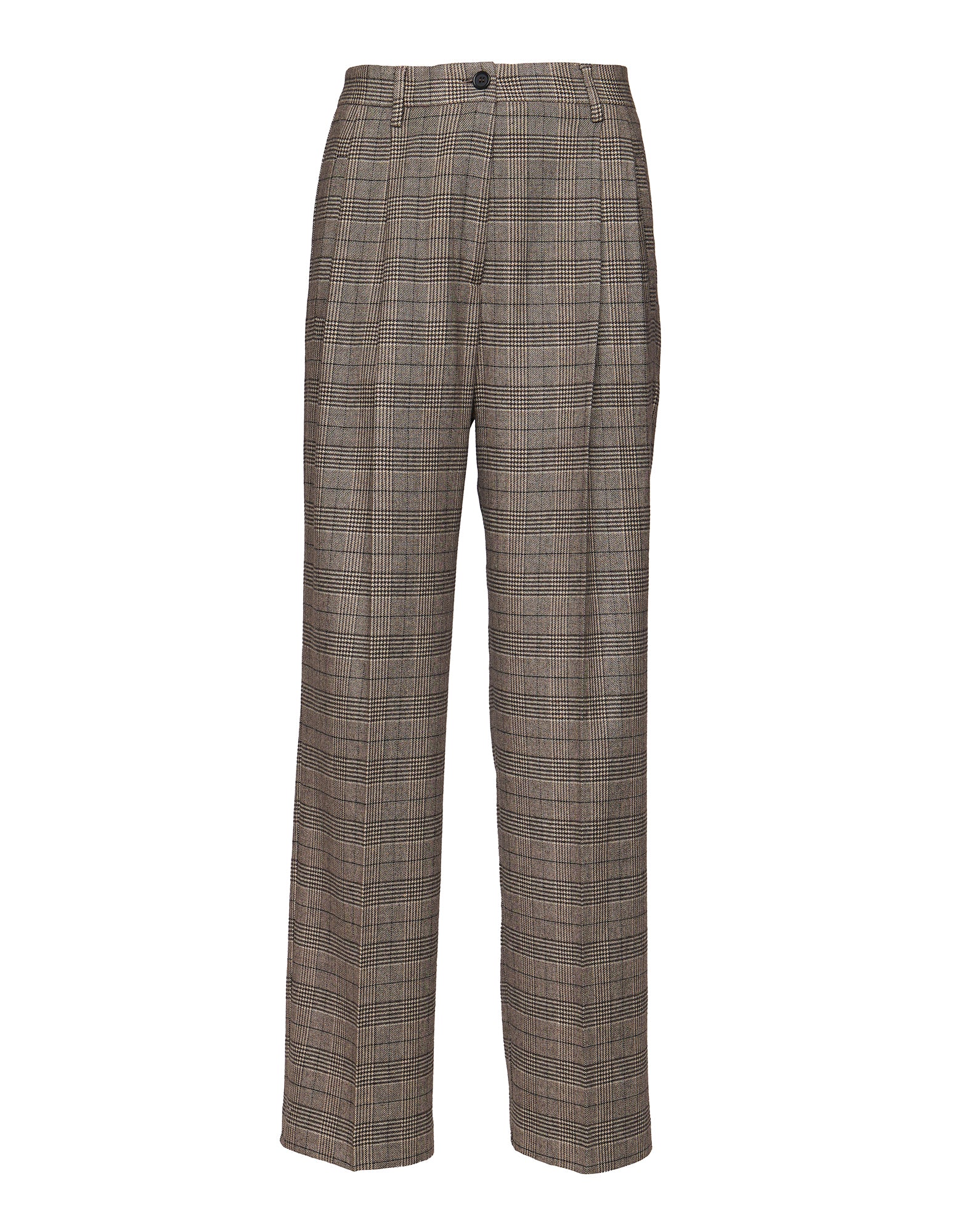 Pantaloni Lunghi con Pences in Prince of Wales Comfort