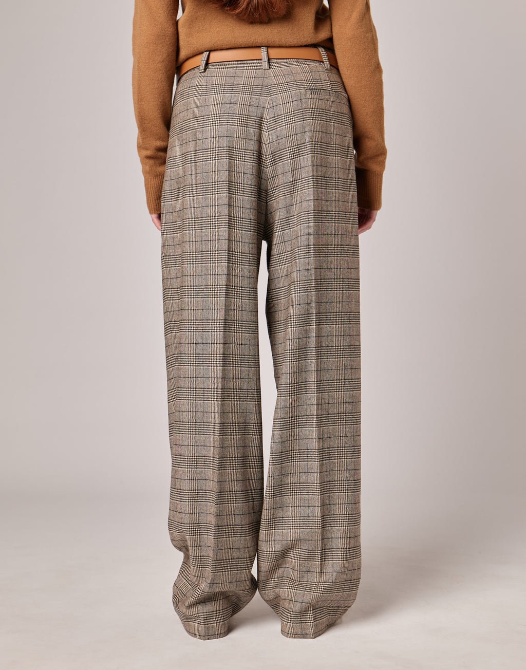 Pantaloni Lunghi con Pences in Prince of Wales Comfort