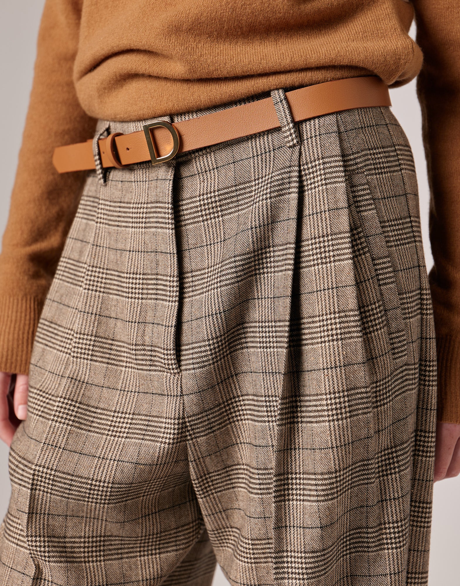 Pantaloni Lunghi con Pences in Prince of Wales Comfort