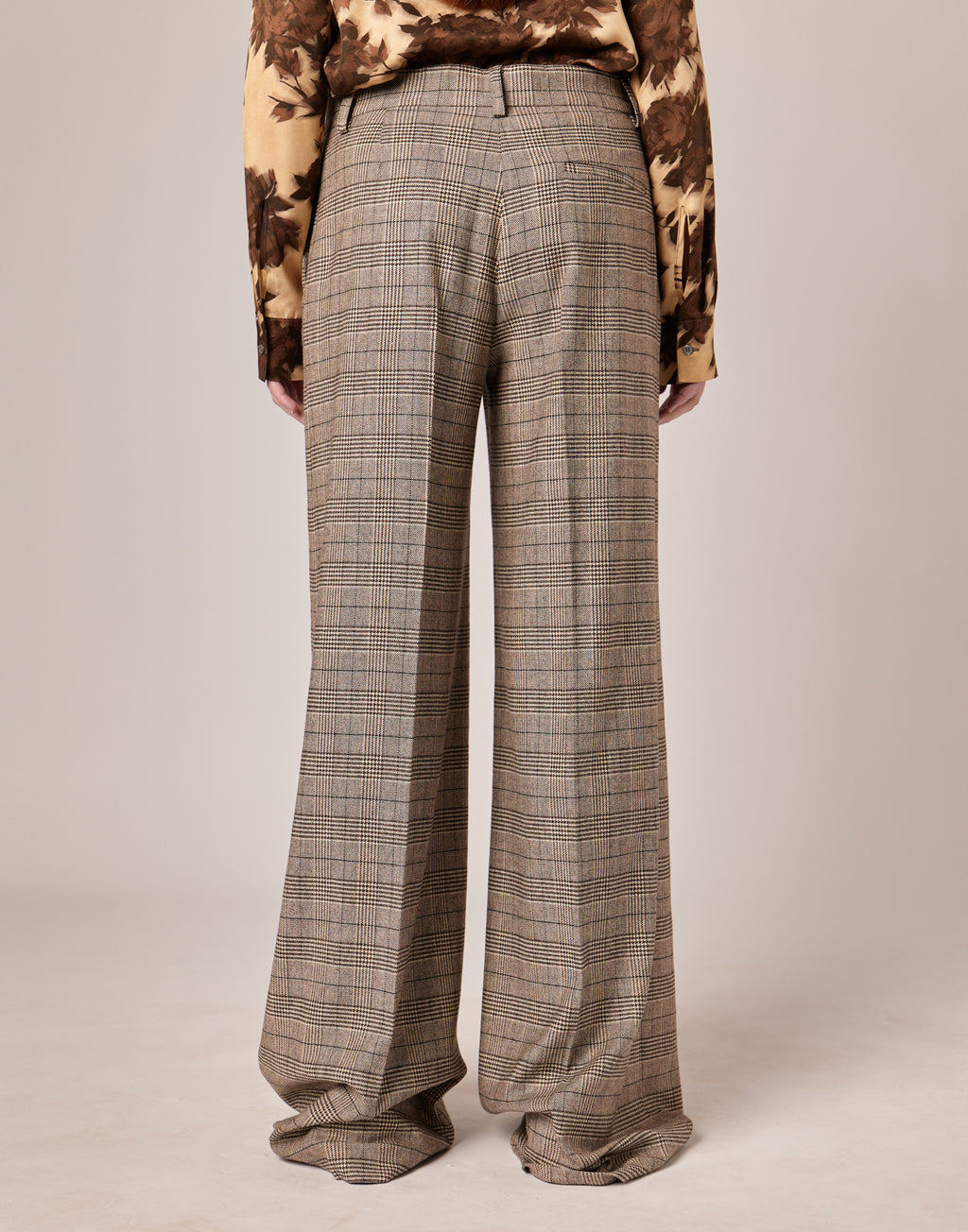 Pantaloni Ampi a Vita Alta in Prince of Wales Comfort
