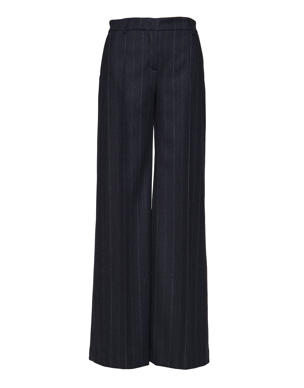 Pantaloni Lunghi Ampi in Microresca Gessata Stretch