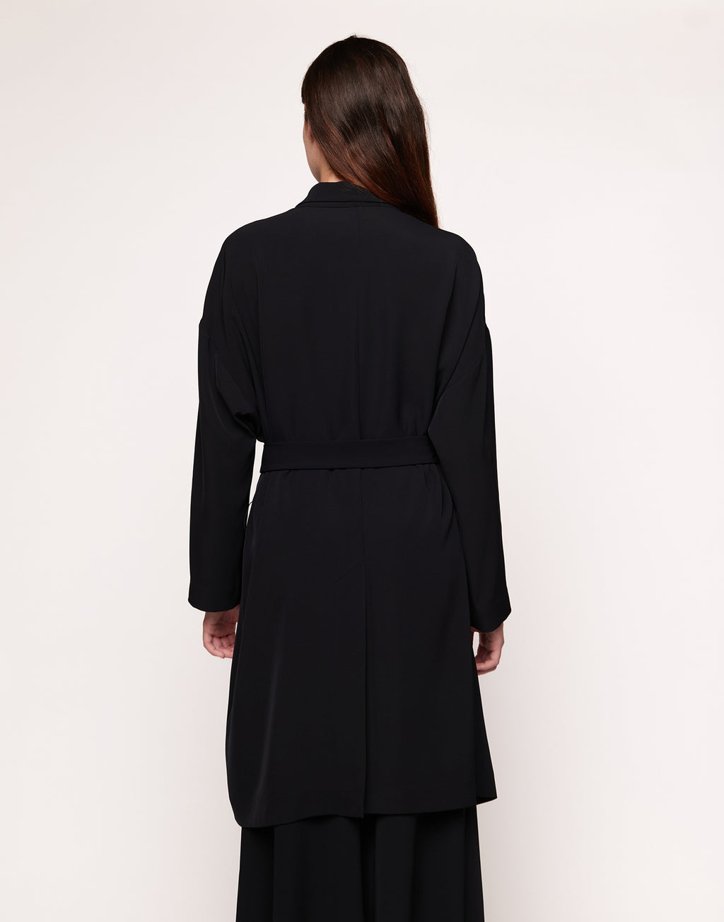 Trench Decostruito in Cady Fluido Nero