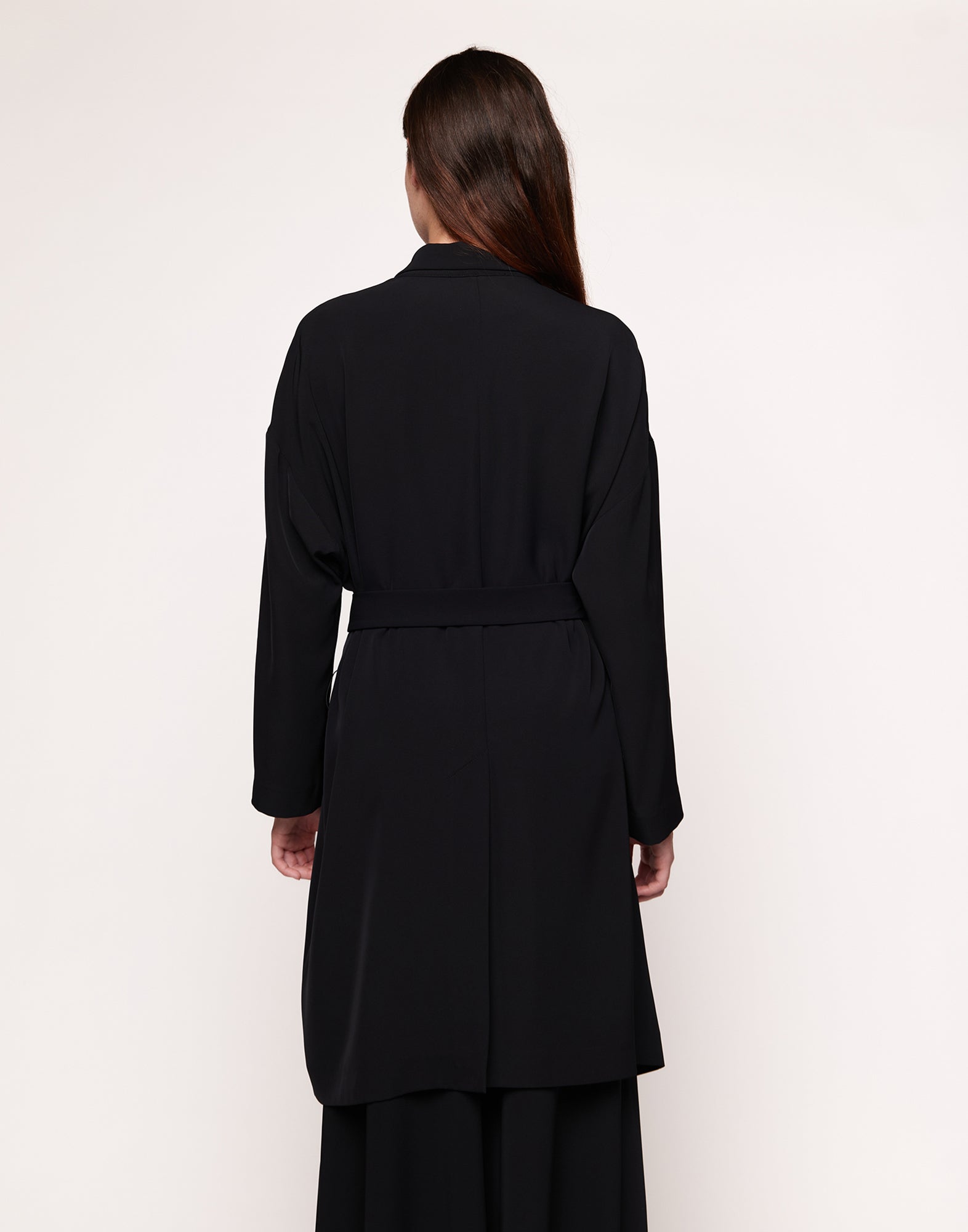 Trench Decostruito in Cady Fluido Nero