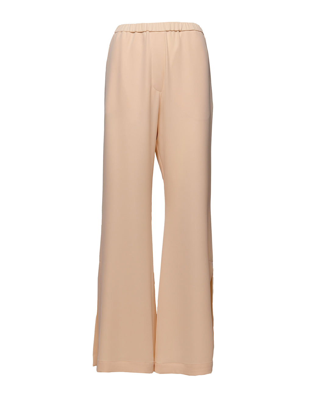 Pantaloni con Spacchi in Cady Fluido Vaniglia