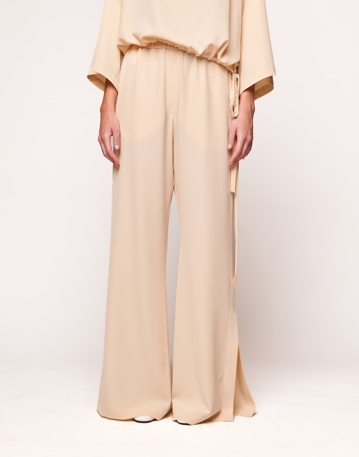 Vanilla Fluid Cady Pants with Slits