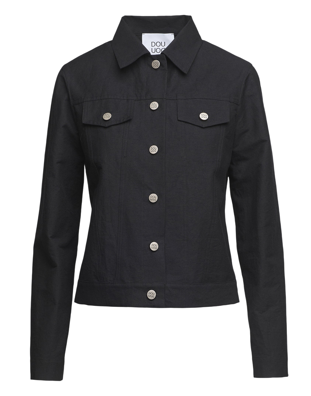 Veste Coupe Denim en Coton Froissé Noir