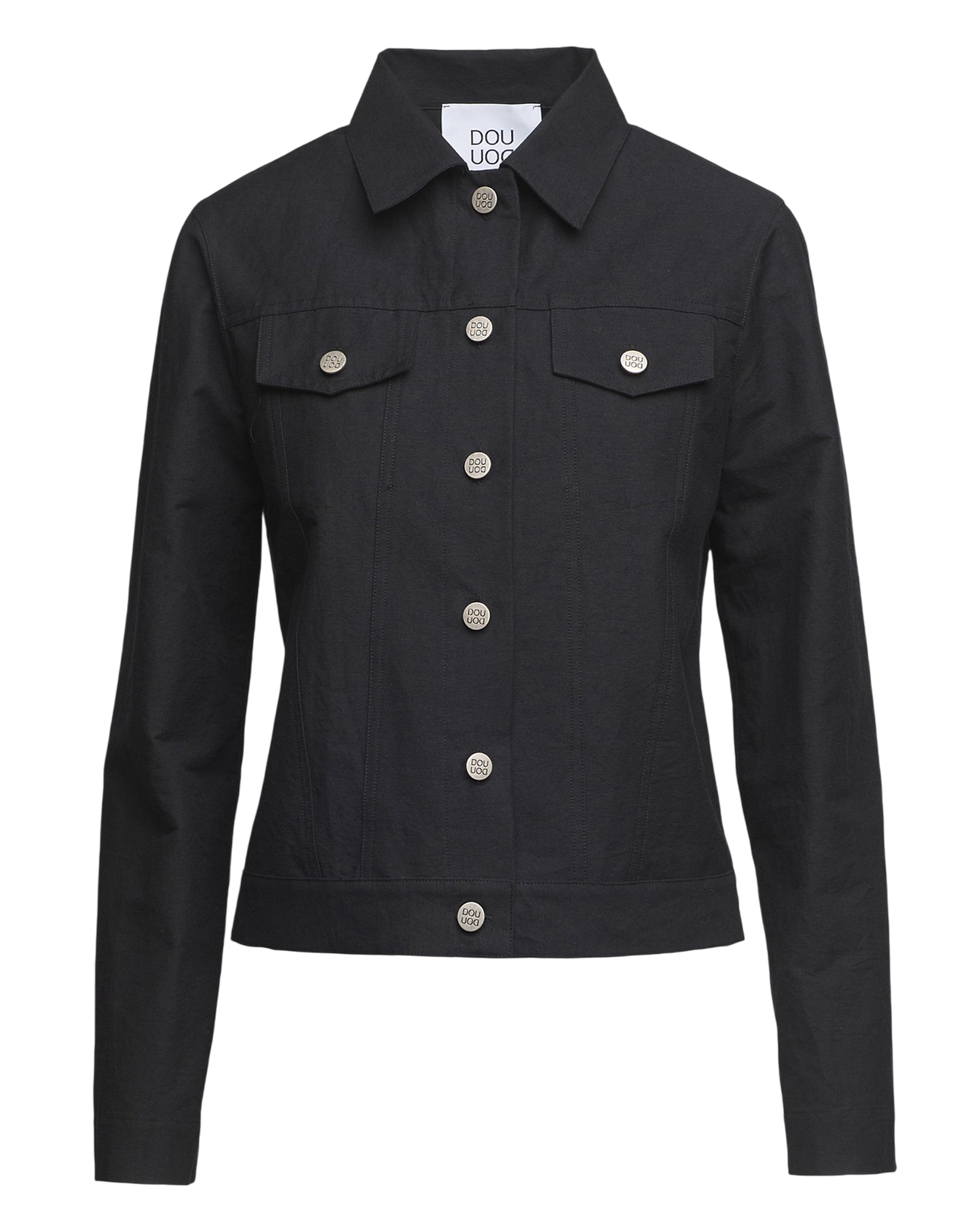 Veste Coupe Denim en Coton Froissé Noir