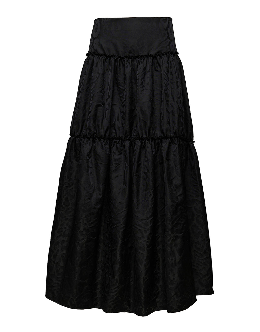 Gonna a Balze in Taffettas Jacquard Maculato Nero