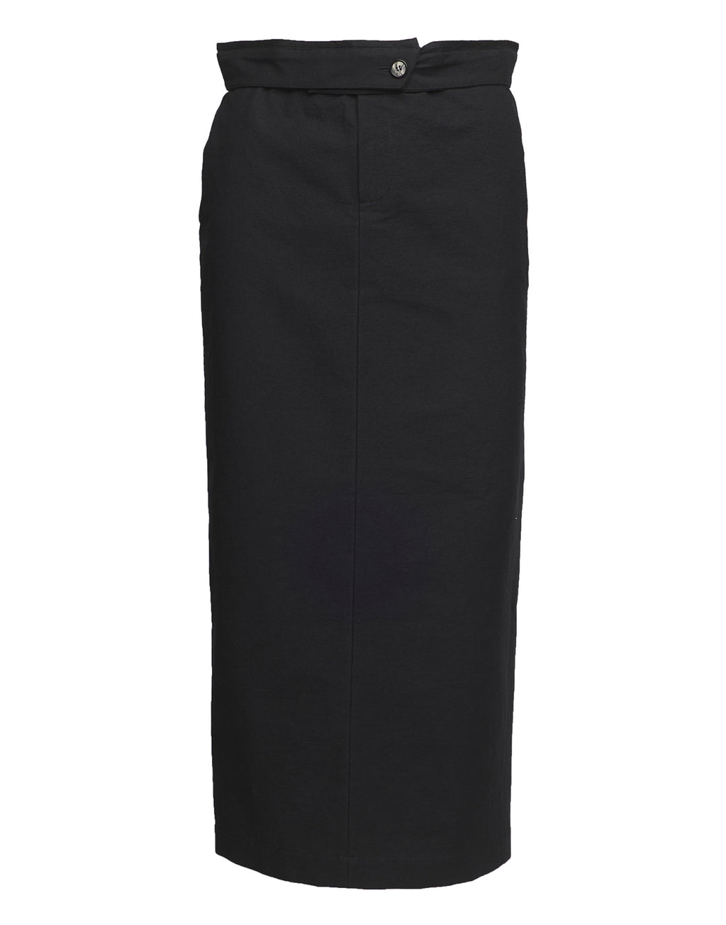 Gonna Midi a Tubo in Cotone Froissé Nera